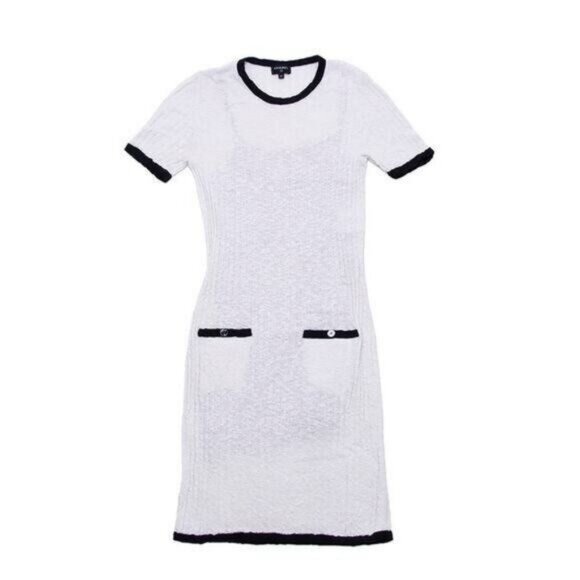 Authentic CHANEL CC White Cotton Midi Dress Vintage Cruise Collection - Picture 2 of 10